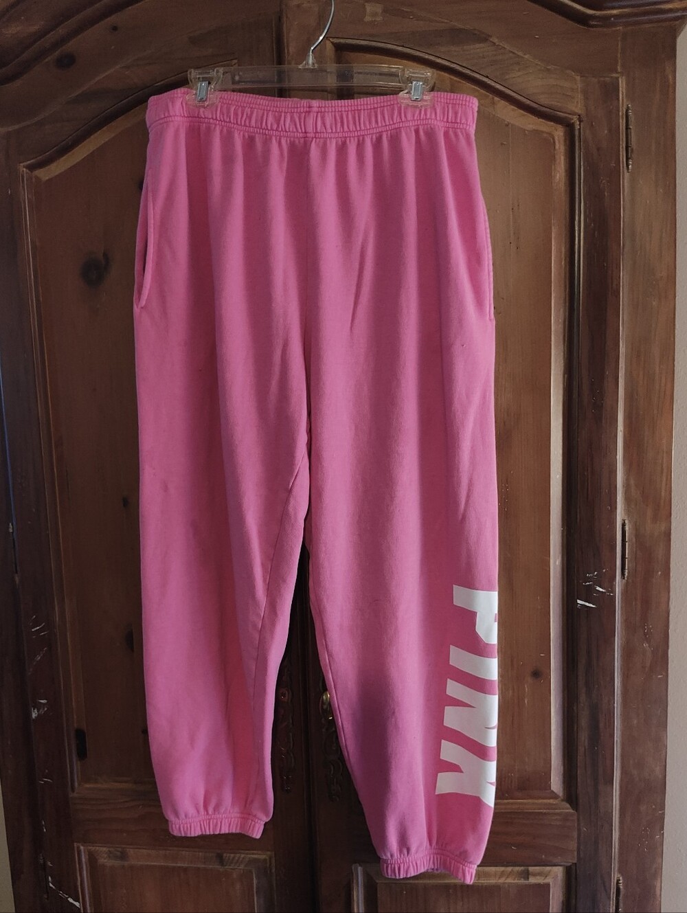 PINK Victoria's Secret Bright Pink Logo Joggers